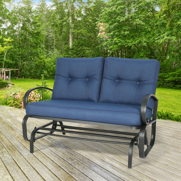 Lark Manor Outdoor Hurtt Gliding Metal Bench with Cushions & Reviews
